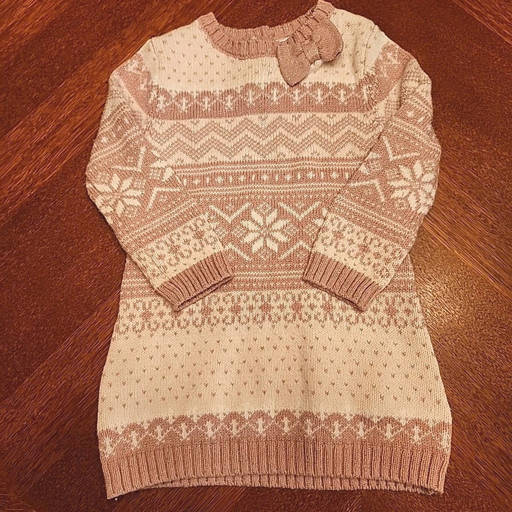 Adrienne Vittadini Bambini Girls Pink Sweater Dress 12 Months A1